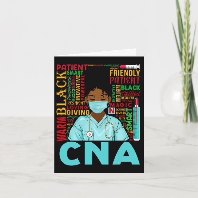 Tarjeta Enfermera Fuerte Negra Cna Afro Melanina Afroameri (Anverso)