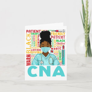 Tarjeta Enfermera Fuerte Negra Cna Afro Melanina Americana