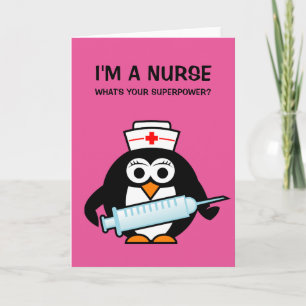 Tarjeta Enfermera linda divertida del pingüino de la