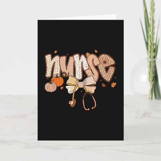 Tarjeta Enfermera Monada Lindo Stethoscope Arco Otoño Th (Anverso)