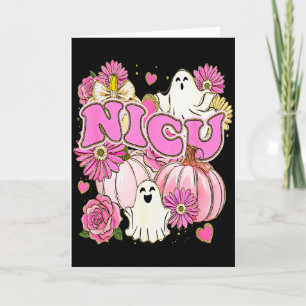Tarjeta Enfermera Nicu Halloween Rosa Floral Calabaza Fant