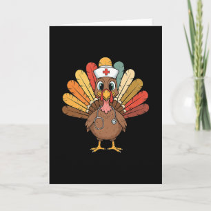 Tarjeta Enfermera Pavo Estetoscopio Día de Acción de Graci