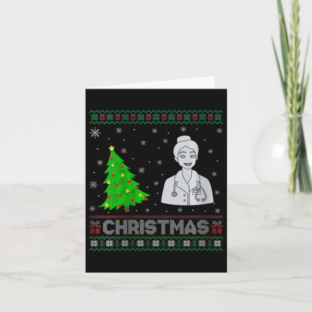 Tarjeta Enfermera practicante de nodriza en árbol de navid (Anverso)