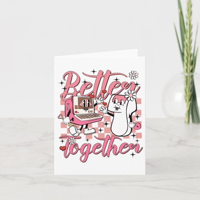 Tarjeta Enfermera Retro San Valentín Técnico de Ultrasonid (Anverso)