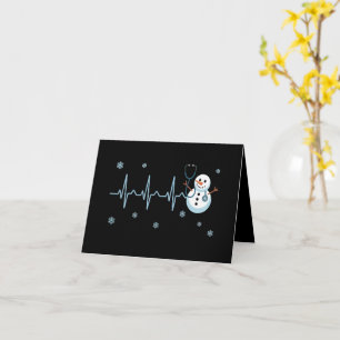 Tarjeta Enfermera Ritmo Cardiaco Muñeco de Nieve Navidad 