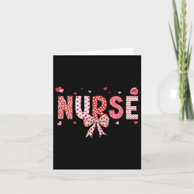 Tarjeta Enfermera San Valentín Coqueta Lazo Feliz Enfermer (Anverso)