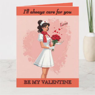 Tarjeta Enfermera te cuidaré siempre por San Valentín