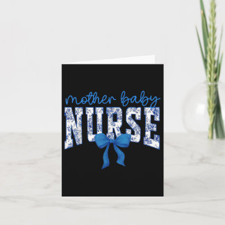 Tarjeta Enfermera Toile Bow Blue Coquette Madre Bebé Enfer