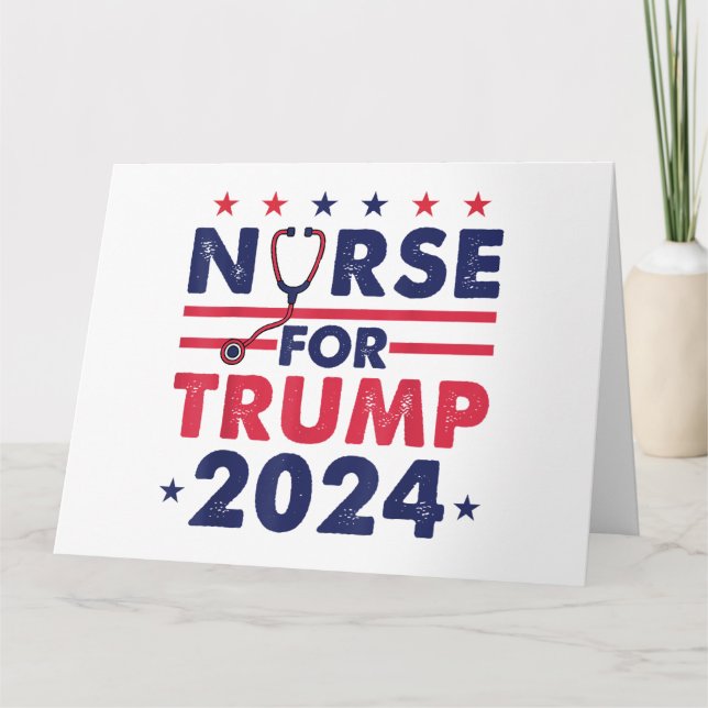 Tarjeta Enfermeras Retro Para Trump 2024 La Bandera Estrel (Anverso)