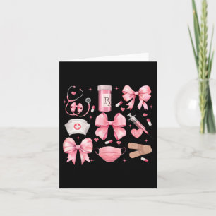 Tarjeta Enfermeras Retro Rosa Coquette Bow Rosa Girlie Nu