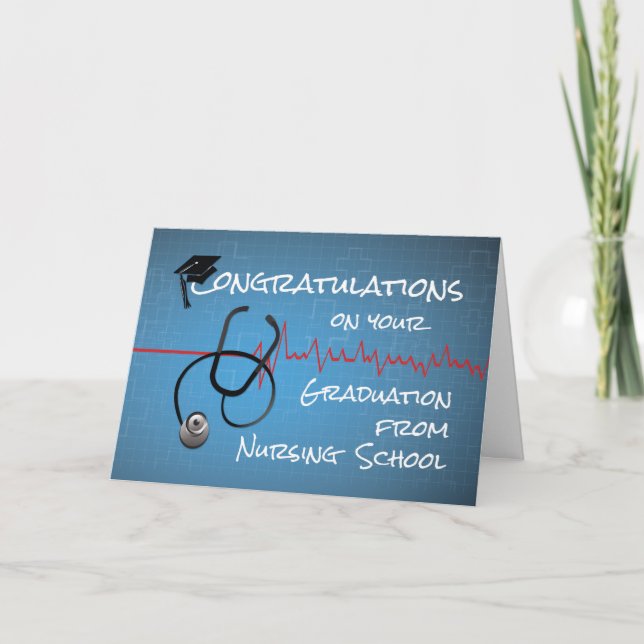Tarjeta Enfermería de graduación Enhorabuena a Stethosc (Anverso)