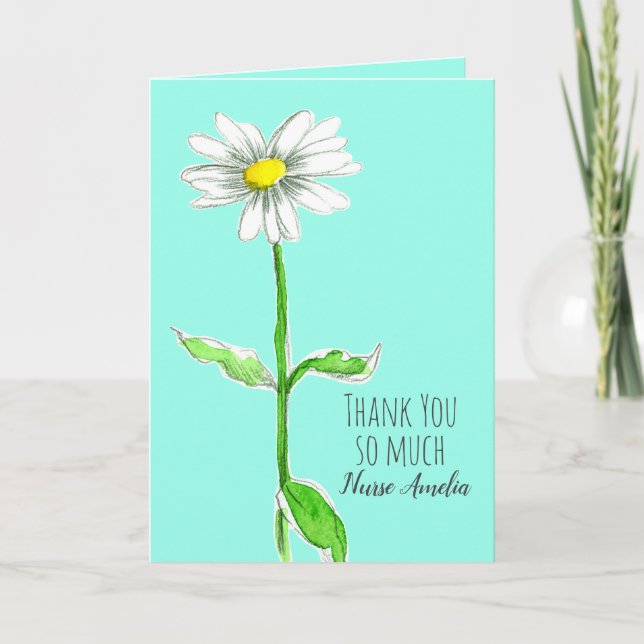 Tarjeta Enfermero Gracias Daisy Flower Healthcare (Anverso)