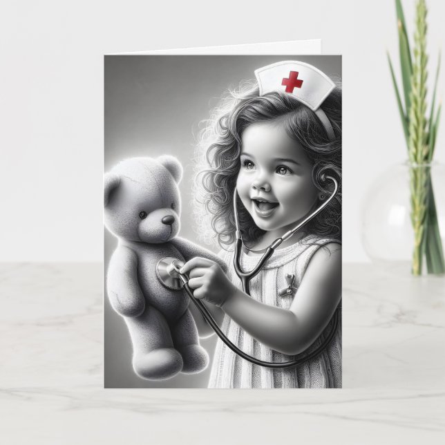 Tarjeta Enfermero Infantil Con Oso De Teddy (Anverso)