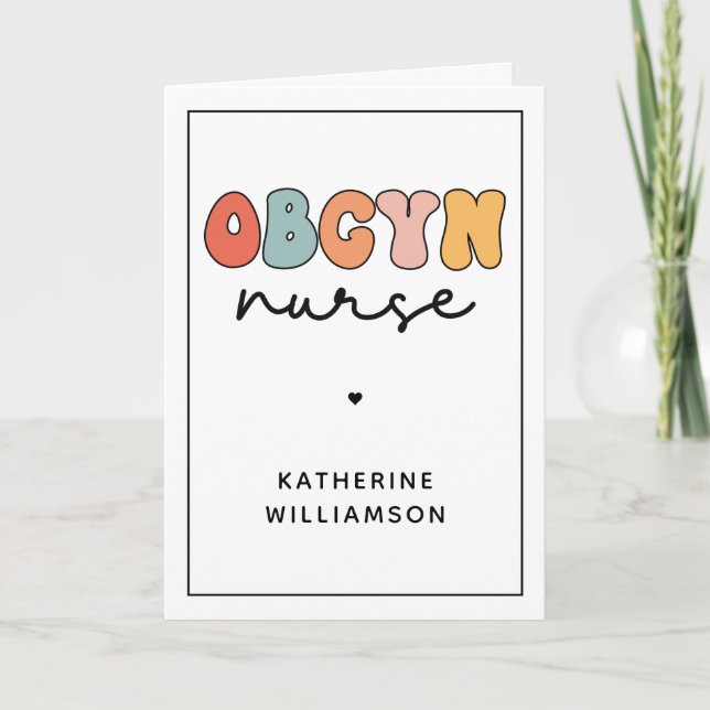 Tarjeta Enfermero Retro OBGYN personalizado (Anverso)