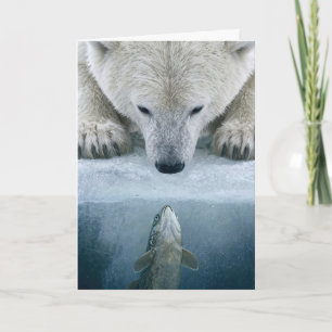 Tarjeta Enfrentamiento del oso polar de cumpleaños y el pe