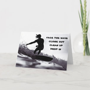 TARJETA ***ENFRENTE A LA OLA**** SURF EN UN "FELIZ CUMPLEA