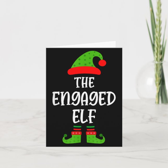Tarjeta Engaged Elf Family Matching Christmas Engagement  (Anverso)
