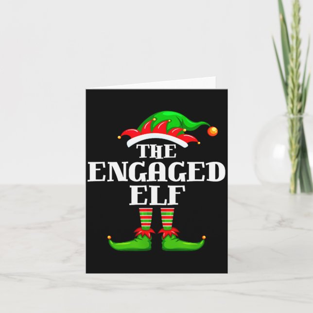Tarjeta Engaged Elf Matching Family Group Christmas Party  (Anverso)