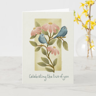Tarjeta Engagement Congratulations Watercolor Blue Birds a