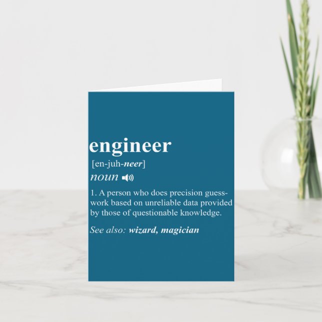 Tarjeta Engineer Definition Funny Engineering Mechanical C (Anverso)