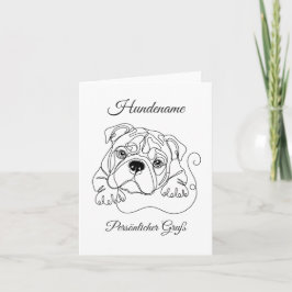 Tarjeta Englische Bulldogge Personalisierte One-Line Art