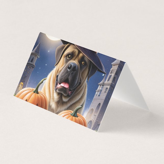 Tarjeta Englische Dogge Mastiff Halloween  (Anverso)