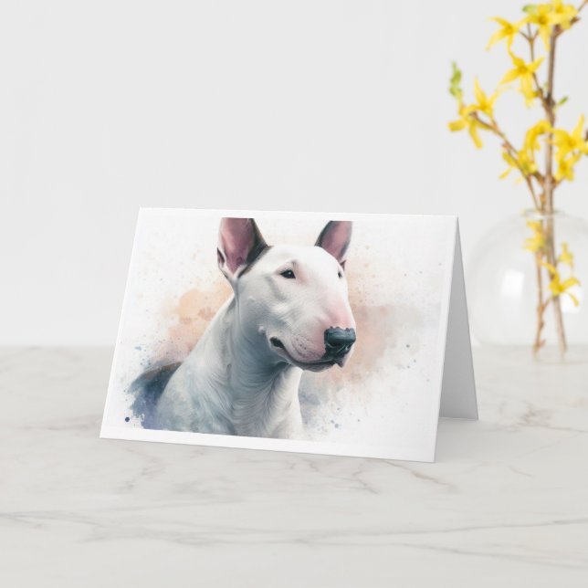Tarjeta English Bull terrier (flor amarilla)