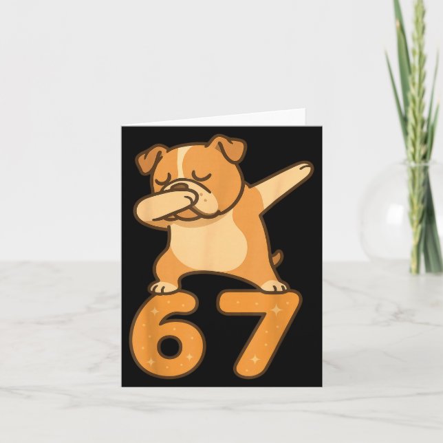Tarjeta English Bulldog Dog 67 Meme Six Seven Funny Dabbin (Anverso)