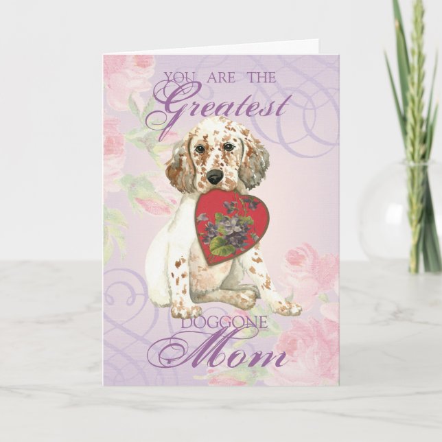 Tarjeta English Setter Heart Mom (Anverso)