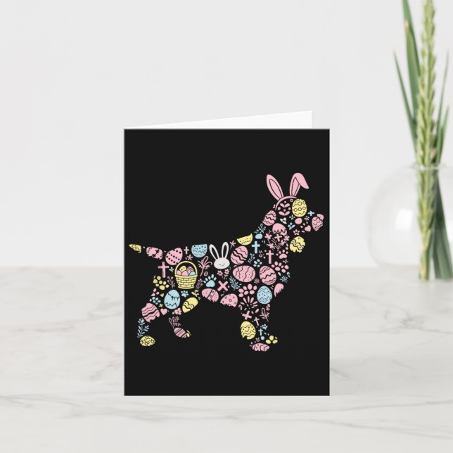 Tarjeta English Springer Spaniel Bunny Easter Egaster East (Anverso)