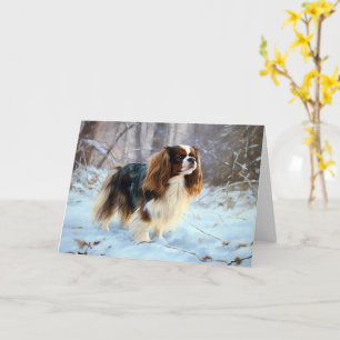 Tarjeta English Toy Spaniel Deja que nieve Navidad