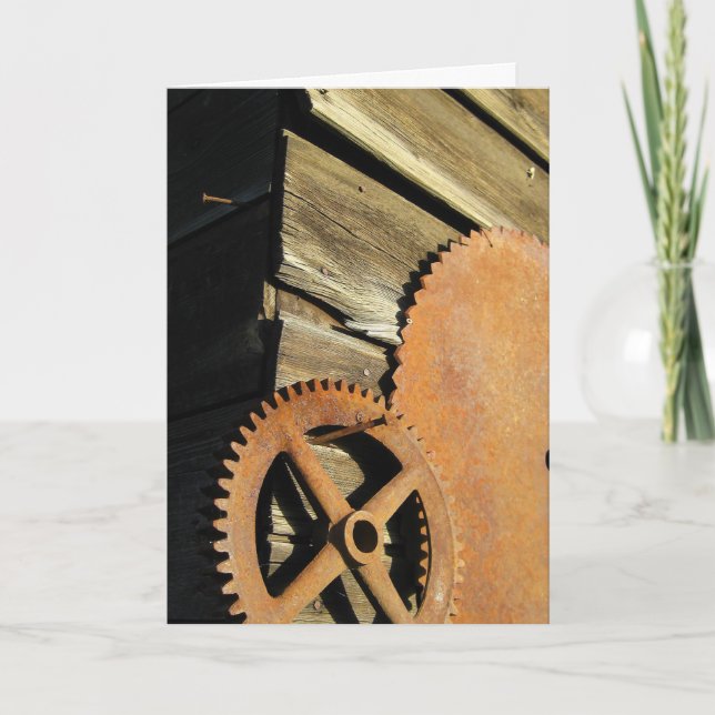 Tarjeta Engranaje de madera del vintage (Anverso)