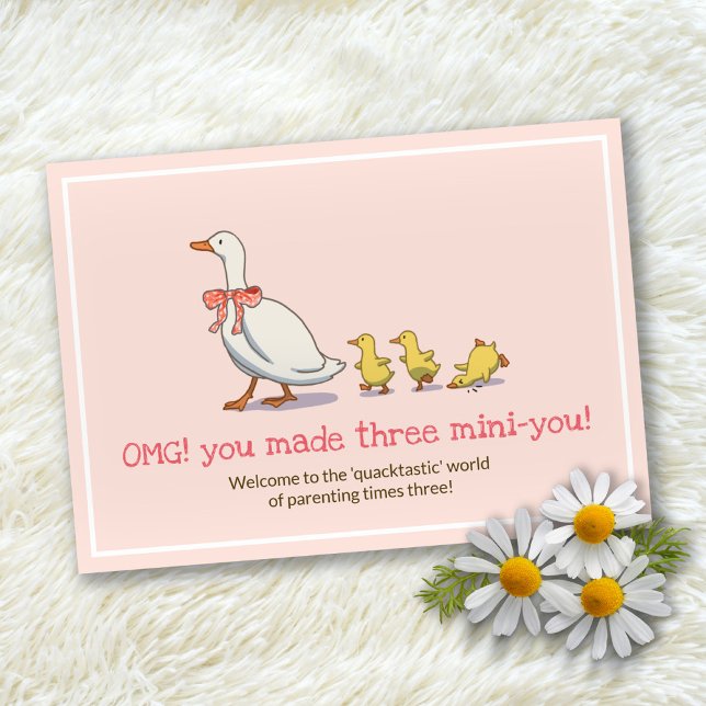 Tarjeta Enhorabuena a los trillizos rosados de Rubor en re (New Baby Ducks Blush Pink Triplets Congratulations Card)