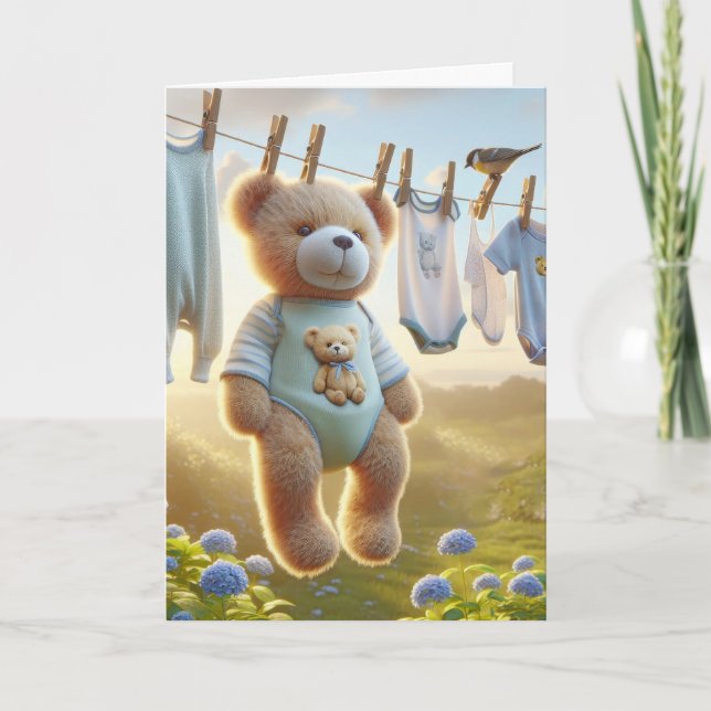 Tarjeta Enhorabuena a Teddy Bear Baby Boy (Anverso)