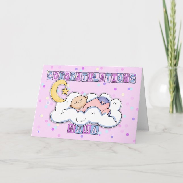 Tarjeta Enhorabuena al Chica de Recién nacido Nana (Anverso)