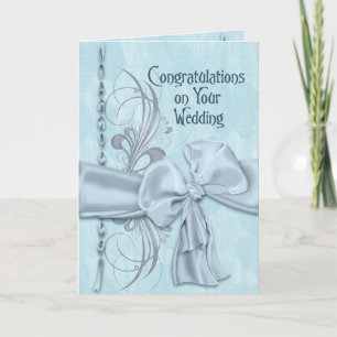 Tarjeta Enhorabuena azul de la boda