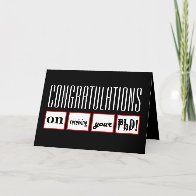 Tarjeta Enhorabuena CONOCIDA DE ENCARGO del grado del PhD (Anverso)