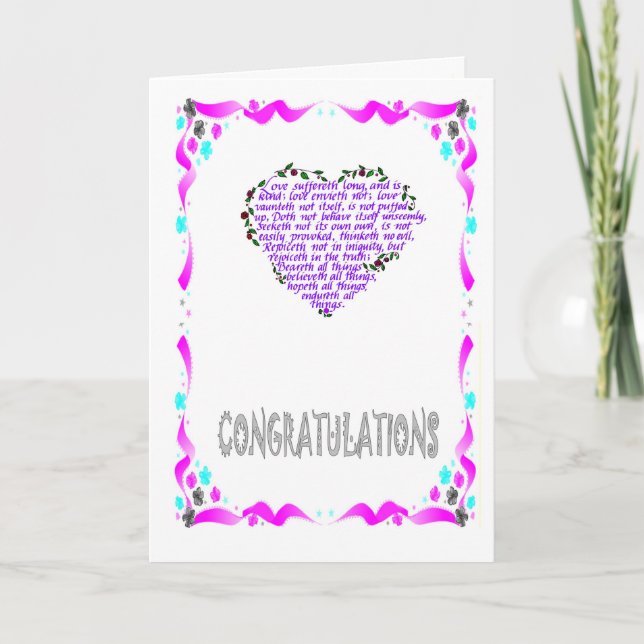 Tarjeta Enhorabuena, corazón (Anverso)