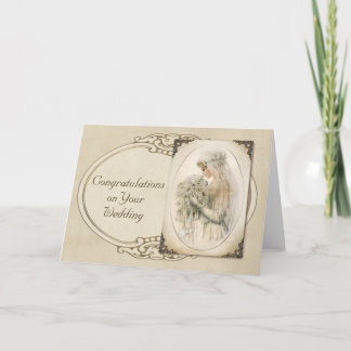 Tarjeta Enhorabuena de la boda de la novia del vintage