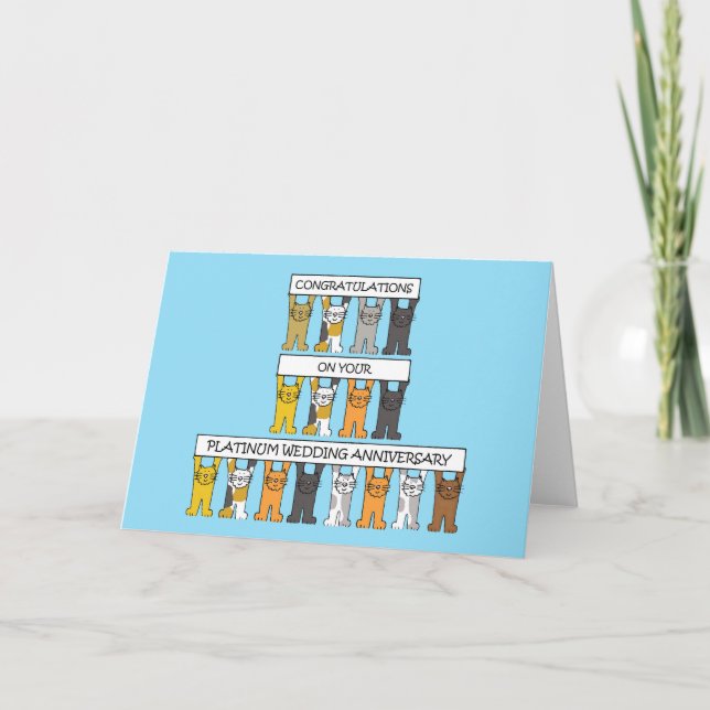 Tarjeta Enhorabuena del aniversario de boda del platino (Anverso)