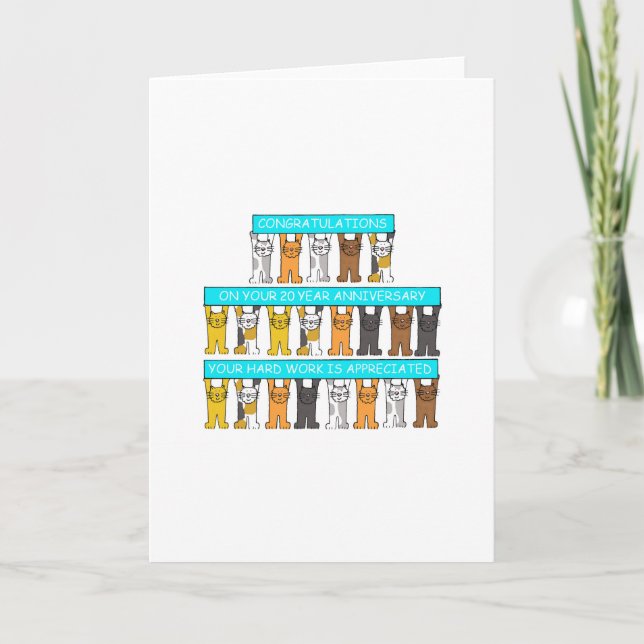 Tarjeta Enhorabuena del aniversario del trabajo de 20 años (Anverso)