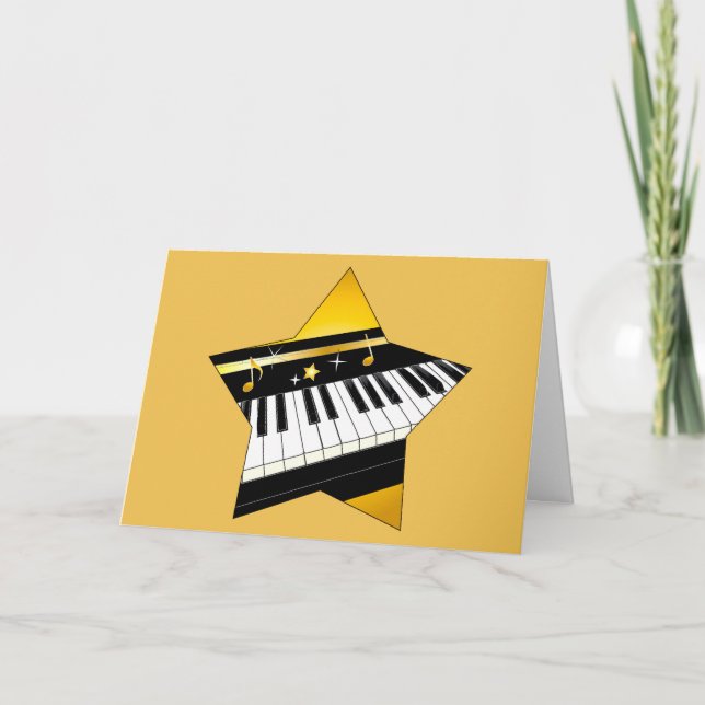 Tarjeta Enhorabuena del decreto del piano con la estrella (Anverso)