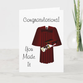 Tarjeta Enhorabuena del vestido y del diploma del