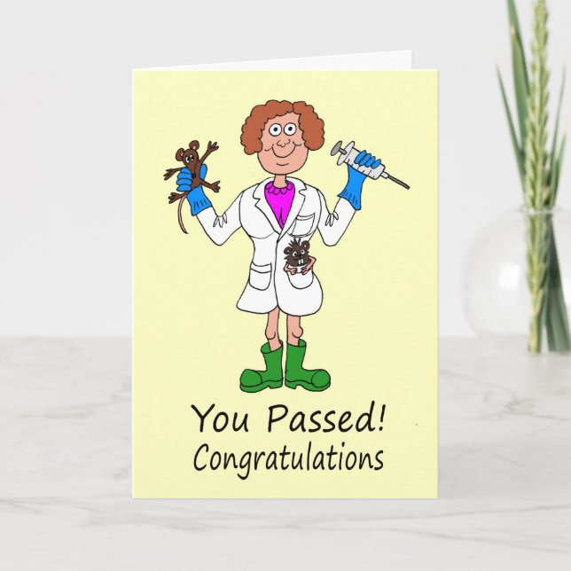 Tarjeta Enhorabuena en calificación como veterinario (Anverso)