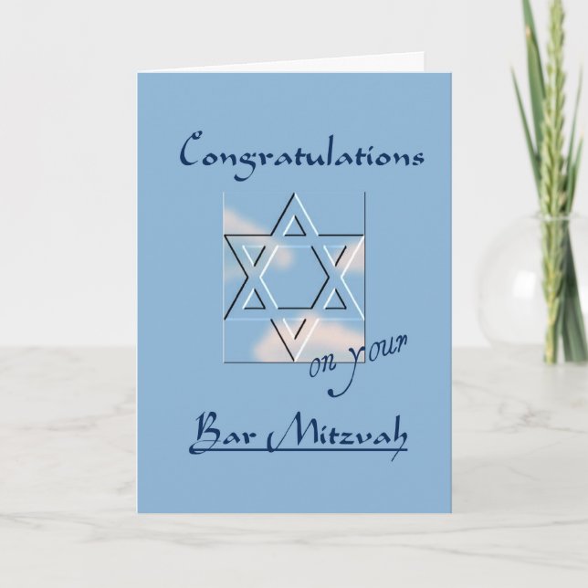 Tarjeta ¡Enhorabuena en su barra Mitzvah! - Azul (Anverso)