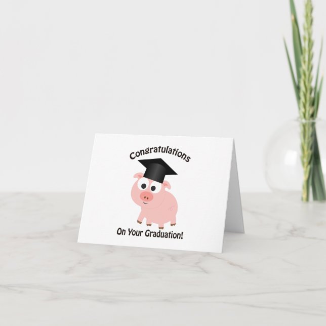 Tarjeta ¡Enhorabuena en su graduación! Cerdo (Anverso)