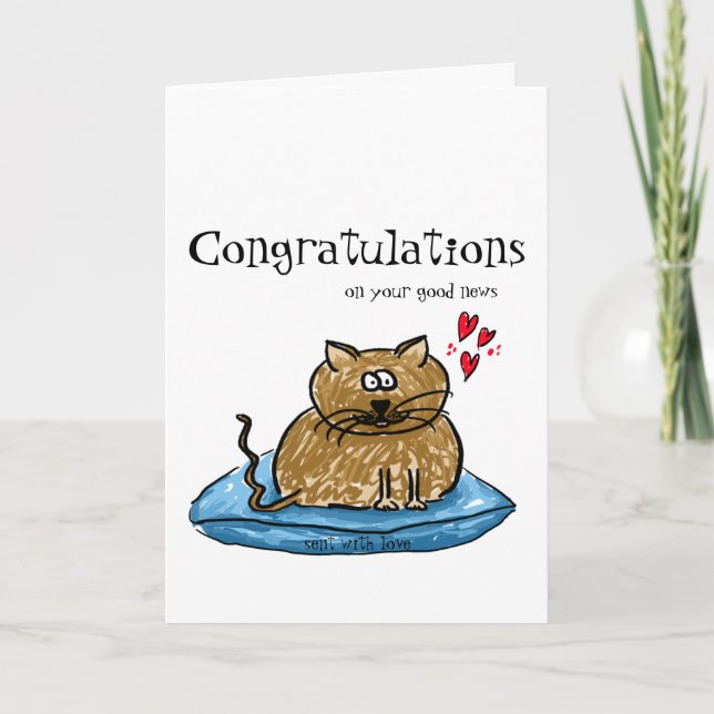 Tarjeta Enhorabuena en su ilustracion del gato de las (Anverso)