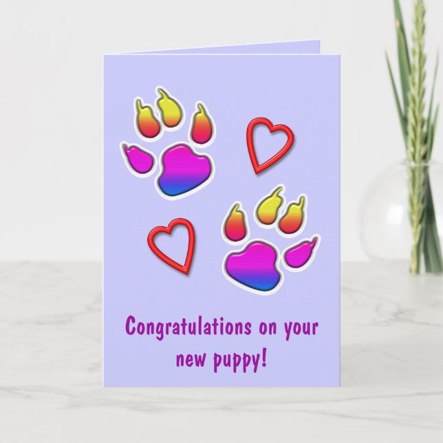 Tarjeta Enhorabuena en su nuevo perrito (Anverso)