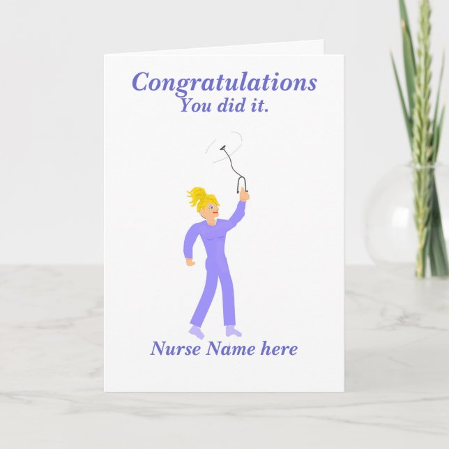 Tarjeta Enhorabuena Enfermera de Graduación 'Nombre' (Anverso)