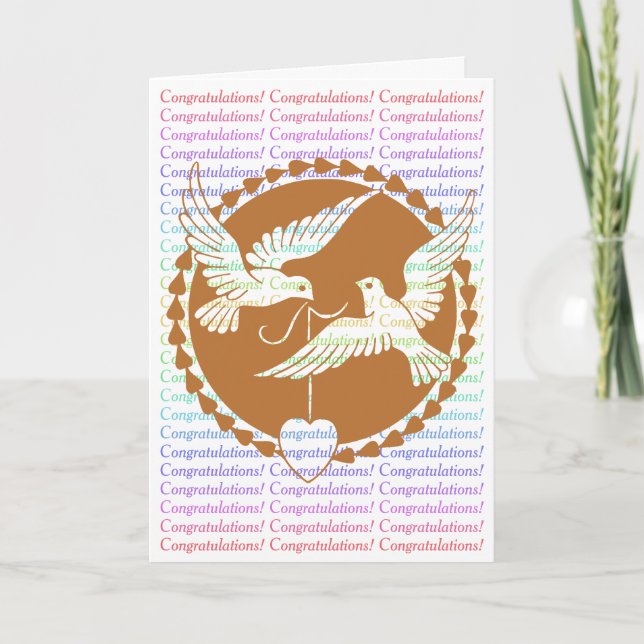 Tarjeta Enhorabuena gay de la boda de las palomas (Anverso)